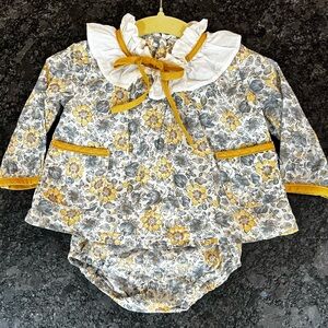 La Coqueta Yellow Odisea Baby Girl Dress Set